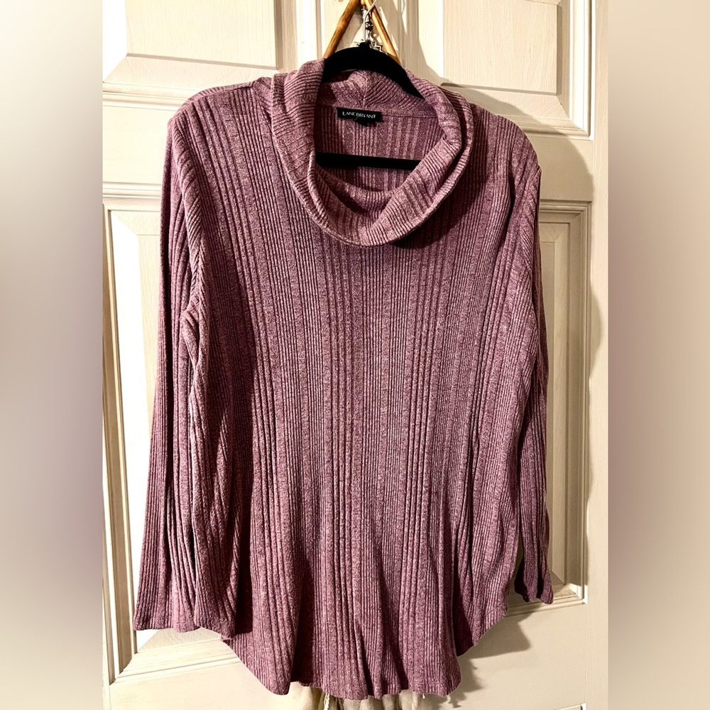 Lane Bryant- Long Sleeved, Cowled Neck, ribbed lightweight sweater Size 14-16